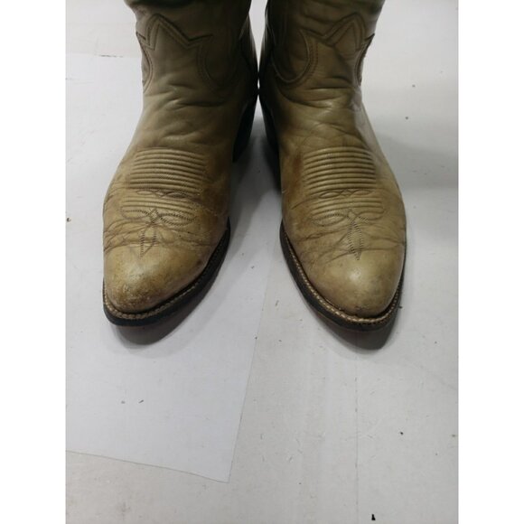 TONY LAMA Mens Leather Cream Cowhide Cowboy Boots Style 7076 Size 10 1/2 D main image 2